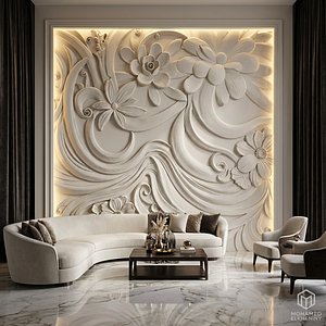 3D CNC STL Relief Panel Classic Floral Art Carving File 263 model
