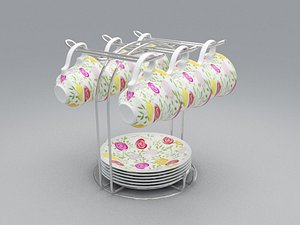 tea set 3d obj