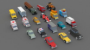 Collection of low-poly toon cars
