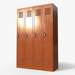 PBR School Gym Locker 02 - Orange 3D model