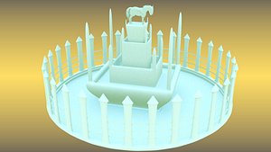 fuente caballo 3d obj