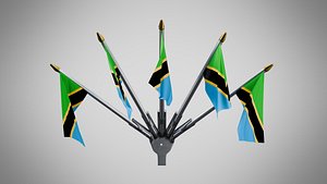 3D model Wall Mount Flags 5 Of Tanzania
