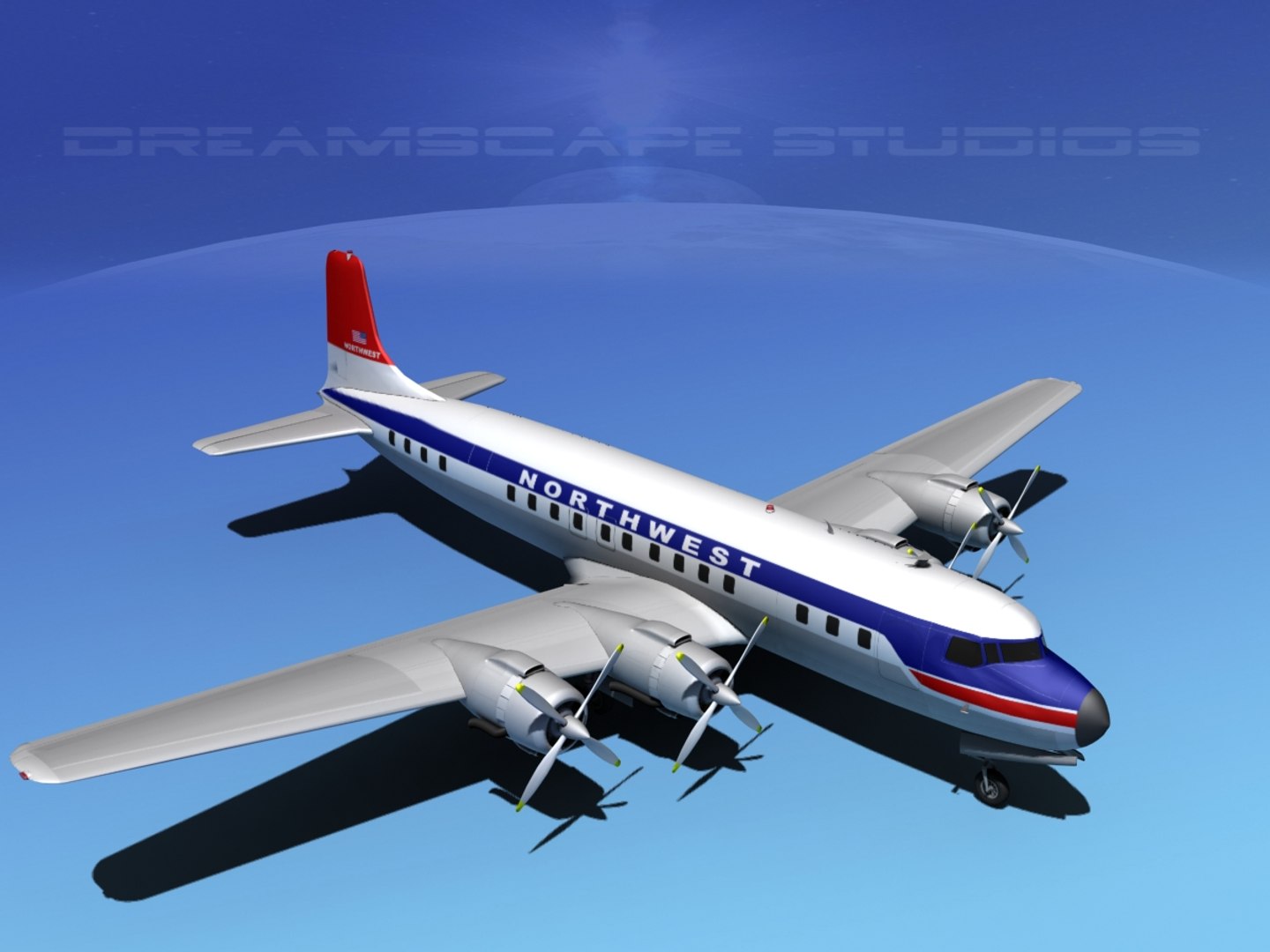 douglas dc-7c dc-7 3d max