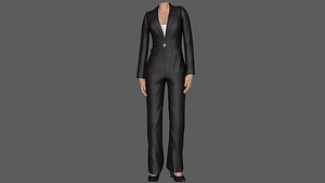 3D Model Woman in office suit costume different body type
