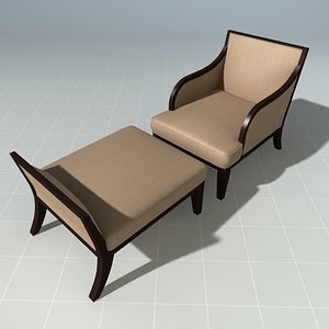 3d chair ottoman henredon lounge model