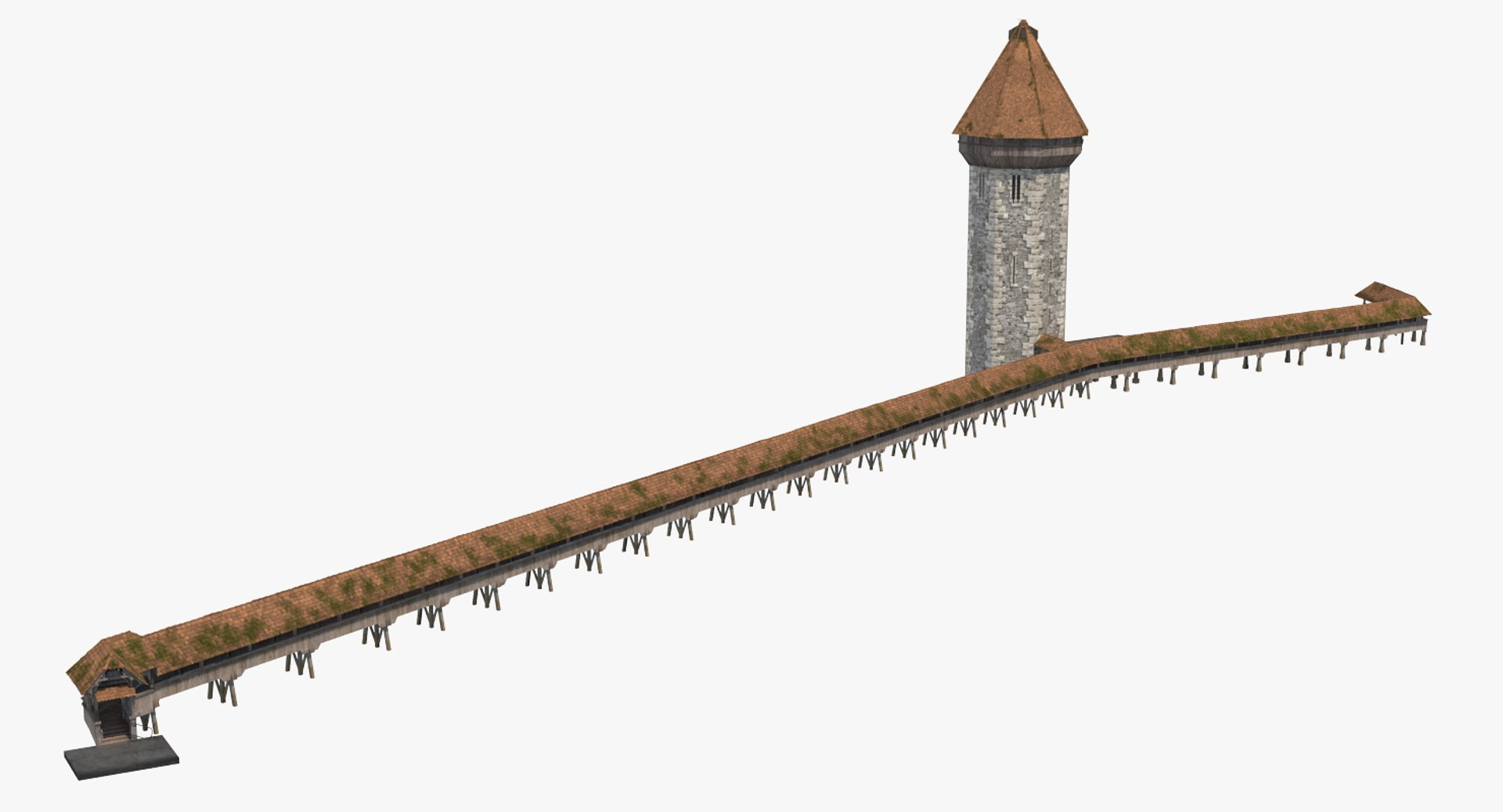 3d Chapel Bridge Wooden Footbridge Model