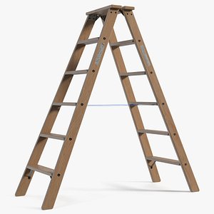Wooden Step Ladder Open 3D