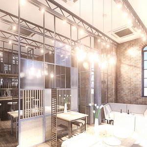 scene intimate cafe bar 3D model