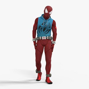 Scarlet Spiderman Rigged Animated Low-poly 3D model