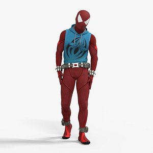 Scarlet Spiderman Rigged Animated Low-poly