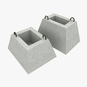 concrete fence bases 3d 3ds