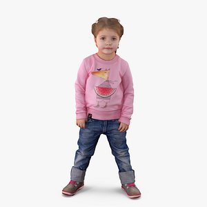 3d model girl pink people human