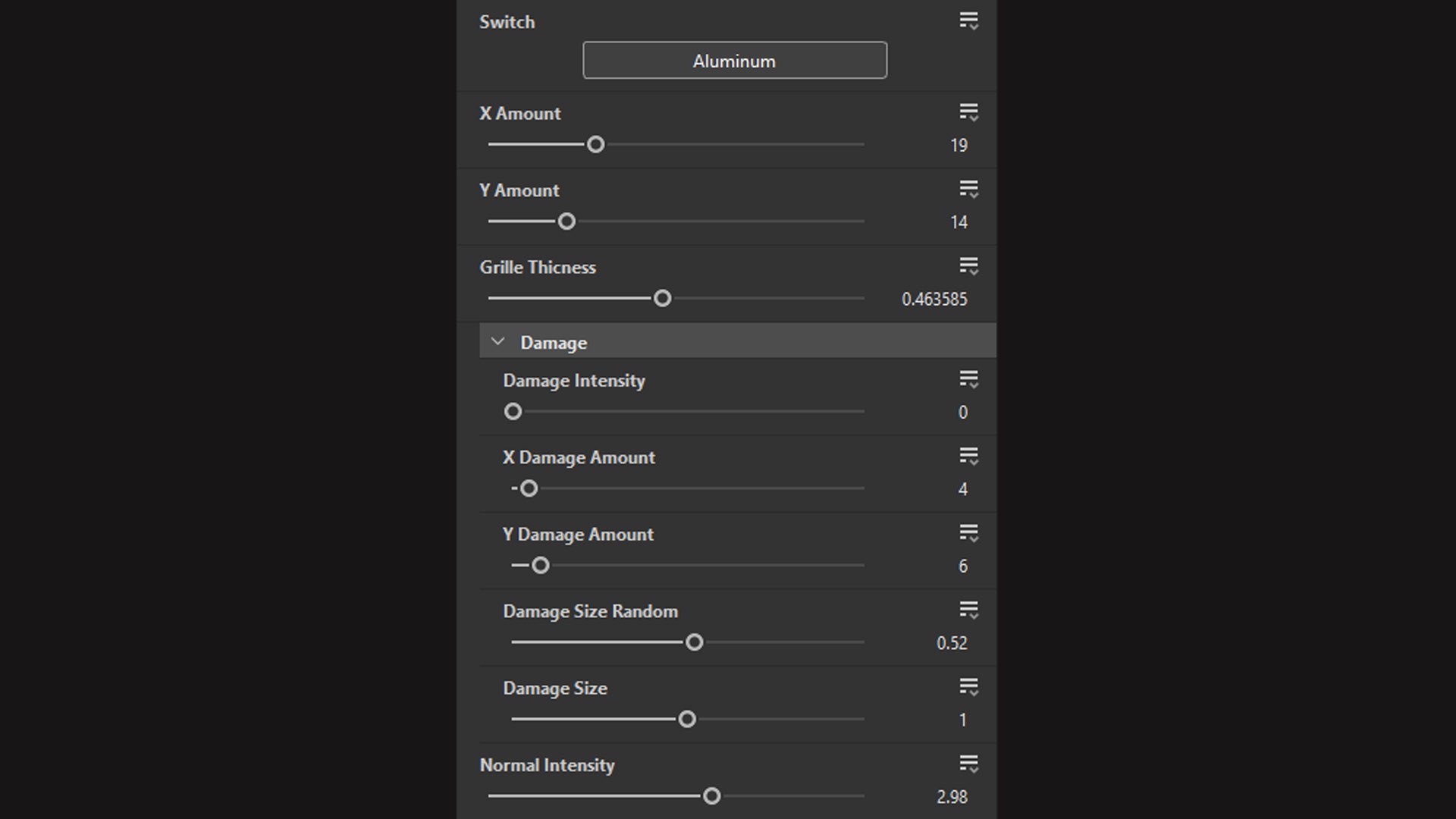 3D Radiator grill customizable substance material https://p.turbosquid.com/ts-thumb/AP/5JaXzn/X3/radiatorparametrs/jpg/1738763360/1920x1080/fit_q87/f5d5abb7bc8411f465a73e49c0ed47fee82c5412/radiatorparametrs.jpg