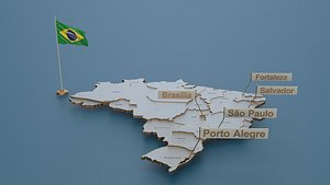 Brazil detailed Map with Animated Flag