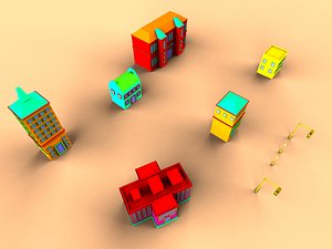 free colorfull cartoon house 3d model