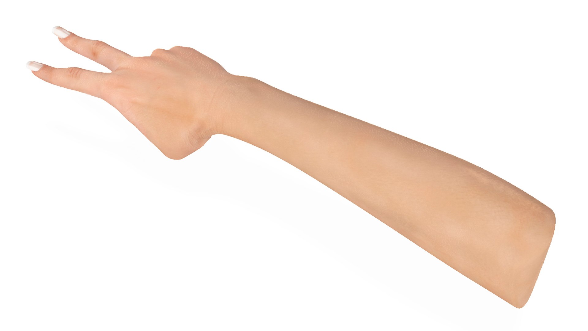 Tanned Skin Hand Female Victory Sign Pose 3D model preview