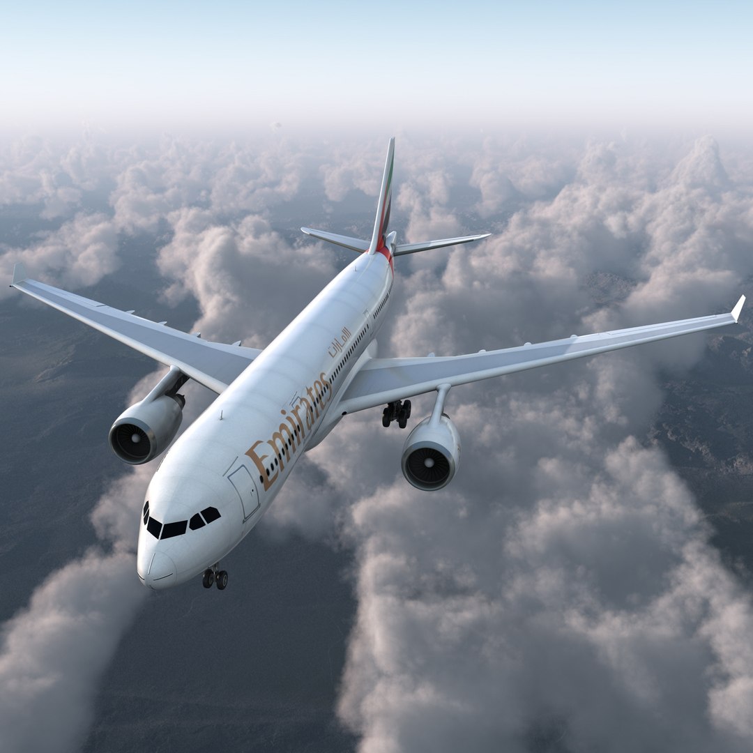Jet Airliner Airbus A330-200 Emirates 3D Model 3D model preview