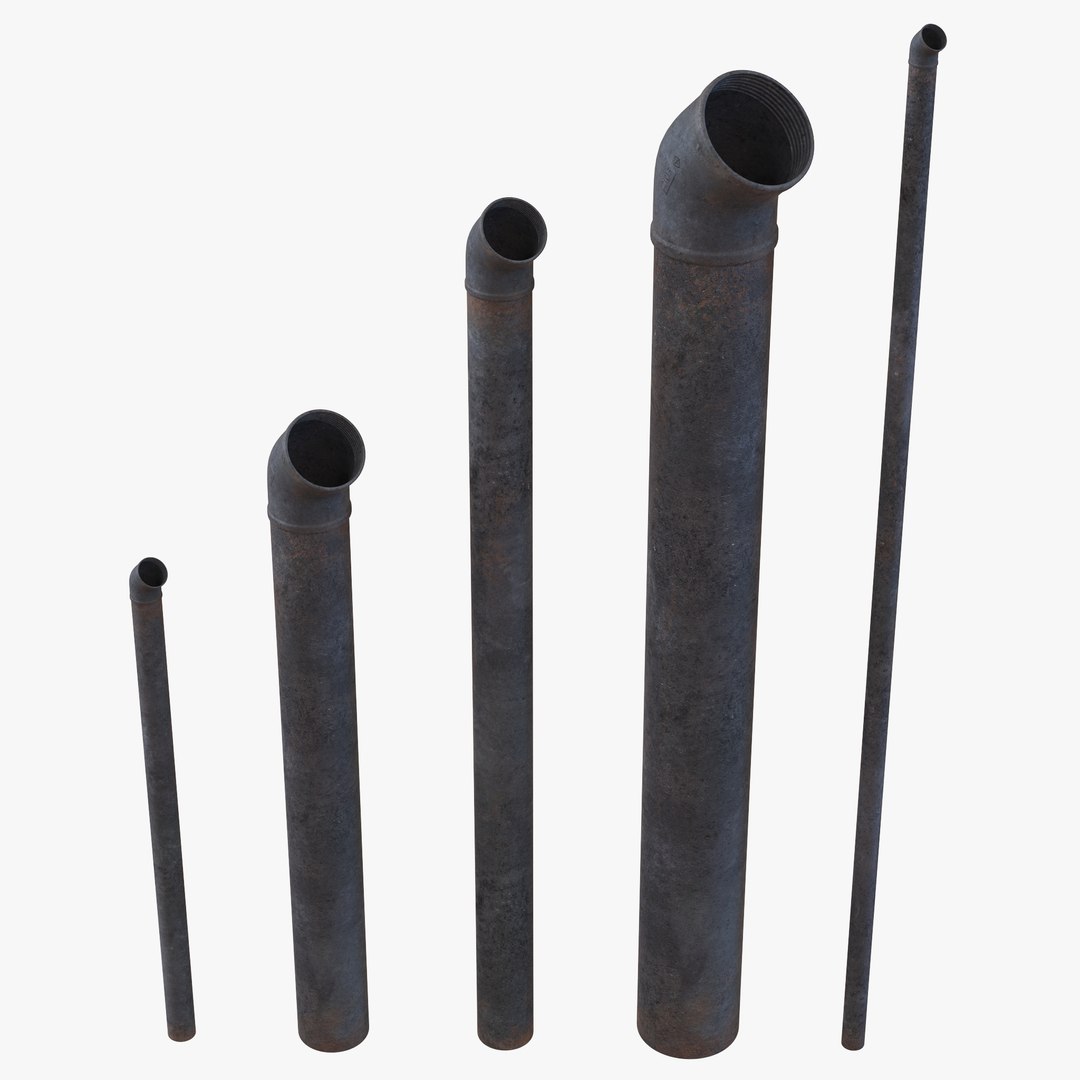 Iron Pipes with Elbow Attachment 45 3D Models 3D model preview