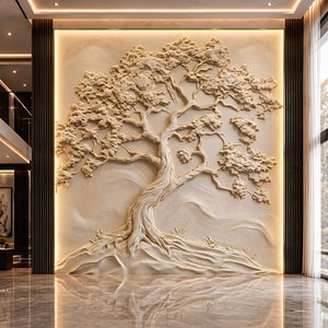 Modern Majestic Bonsai Tree Relief Wall Panel STL CNC 107