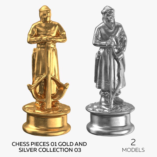 Chess Pieces 01 Gold and Silver Collection 03 - 2 models 3D model