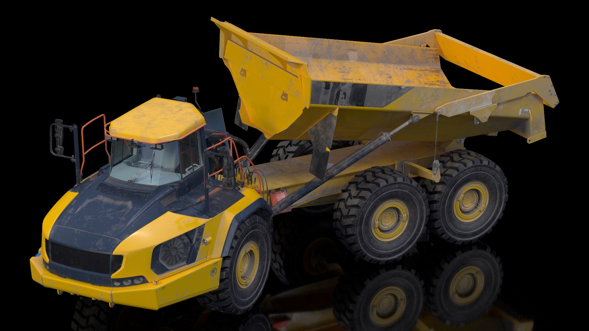 Articulated Dump Truck Dirty Rigged for Cinema 4D 3D model preview