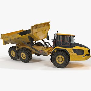 Articulated Dump Truck Dirty Rigged for Cinema 4D 3D