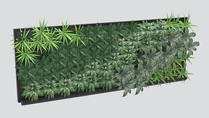Dense Tropical Plant Wall Panel 85 3D Model