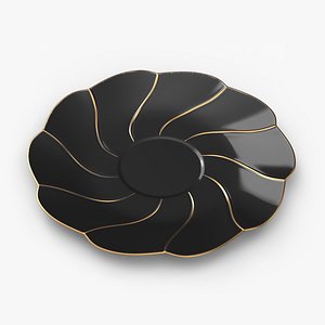 Black Porcelain Saucer with Golden Trim 3D model