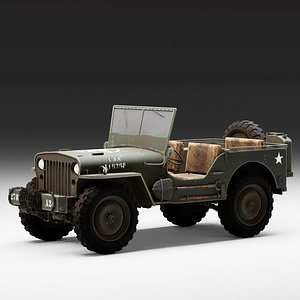 Jeep Willys 3D Model Realistic WWII Military Vehicle Maya