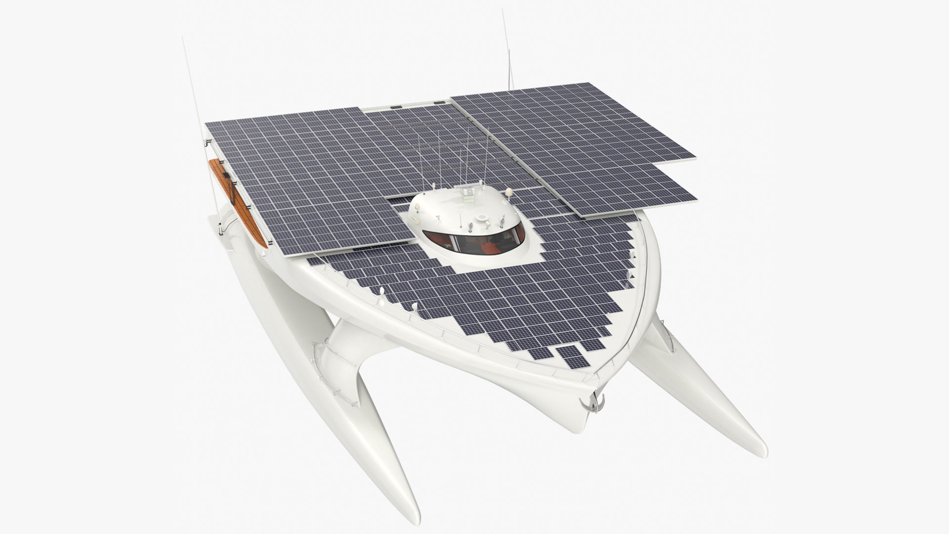 Solar Electric Boat Rigged 3D model preview