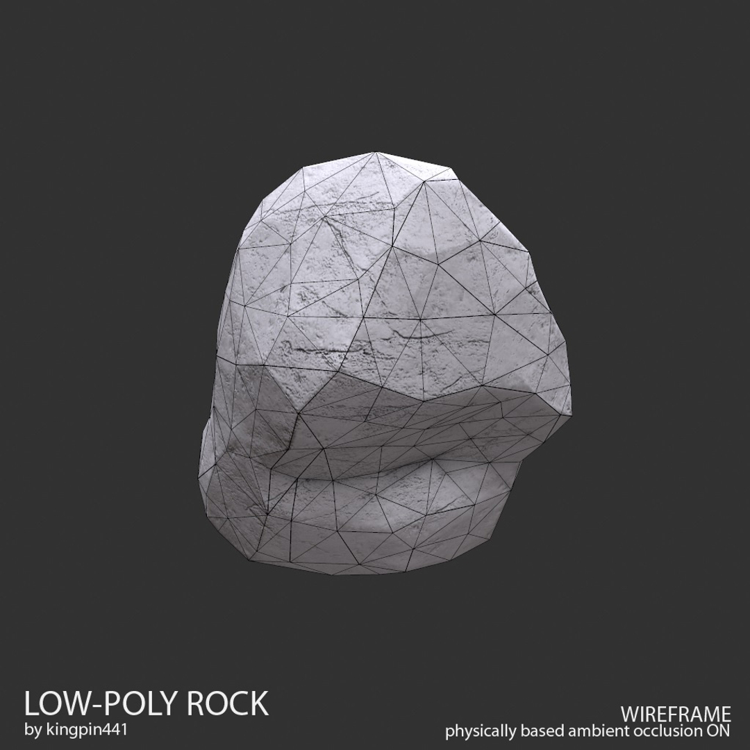low-poly rock 3d model