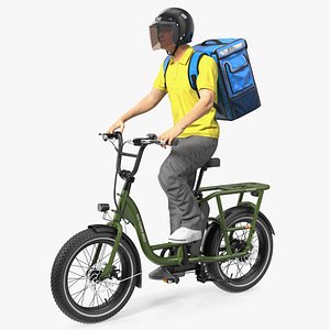 Deliveryman Rides on E-Bike RadRunner 3D model