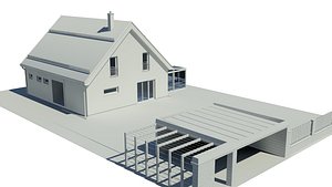 3D model family house exterior