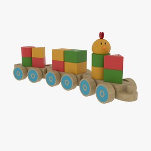 Little Chicks Wooden Toy Train Set 3D model