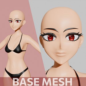 Anime Girl Basemesh 3D model