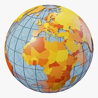 Geopolitical Earth Globe - 241 Separate Countries High and Low Poly