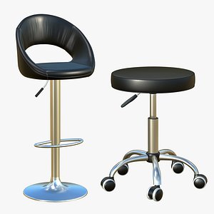 Bar Stool With Back Support Modern 3D model
