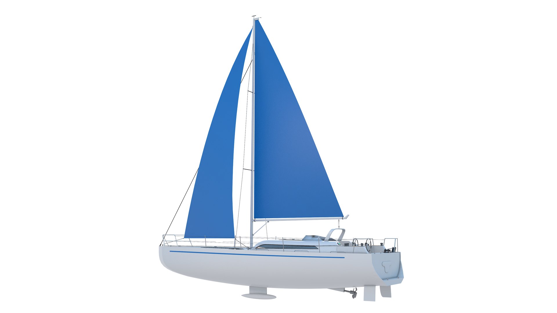 Sailing Yacht Blue 3D Model TurboSquid 1922300