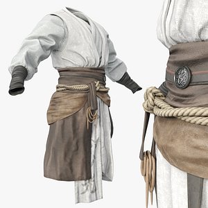 3D model Asian Warrior Long Sleeve Tunic Gray