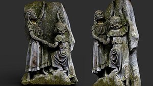 3D tombstone cupids mossy monument PBR photogrammetry