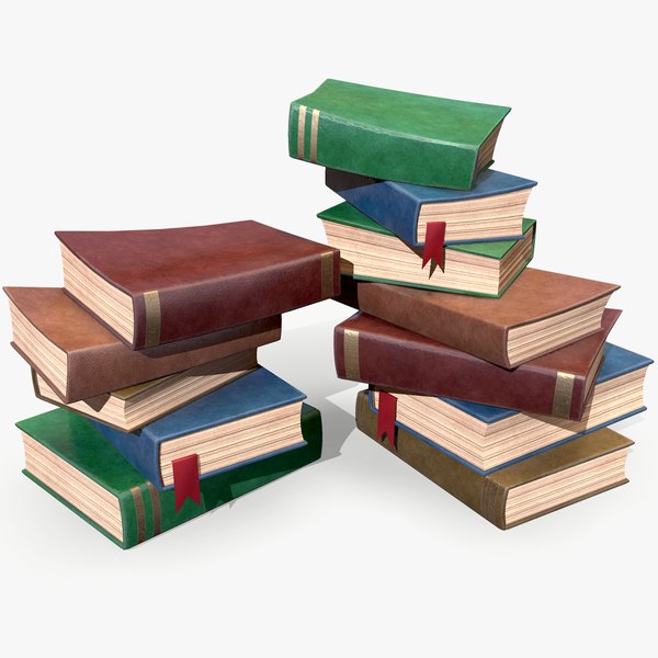 ready stylized book pile 3D model