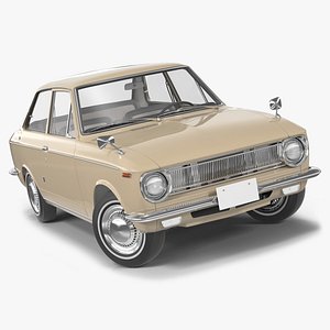 3D Vintage Beige Japanese Car Rigged for Cinema 4D