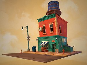 stylized cartoon house model