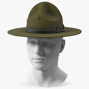 Drill Sergeant Campaign Hat Green on Mannequin Fur model