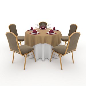Banquet Table and Chair 10 3D model