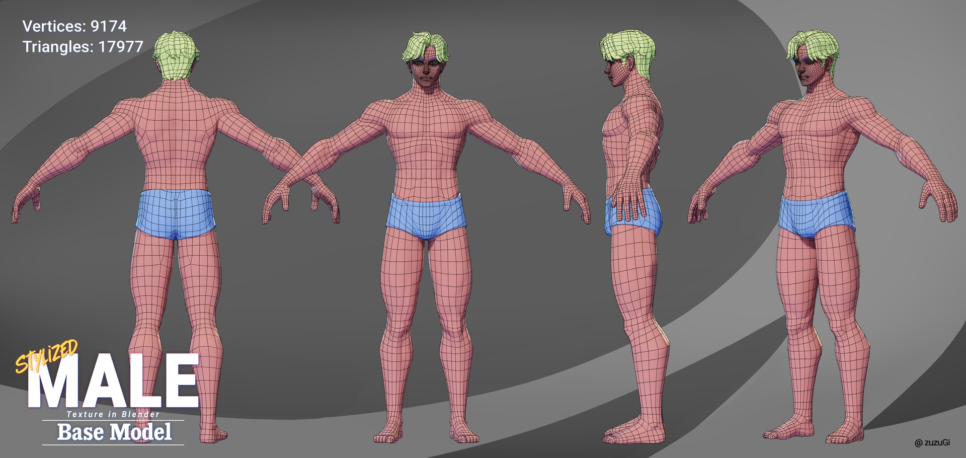 3D Stylized Kpop Boy Character Male Base Body 3D Model Blender ...