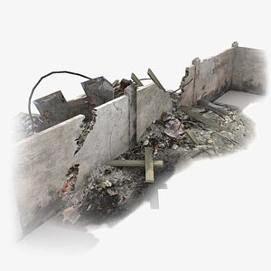 3d model rubble wall ruined