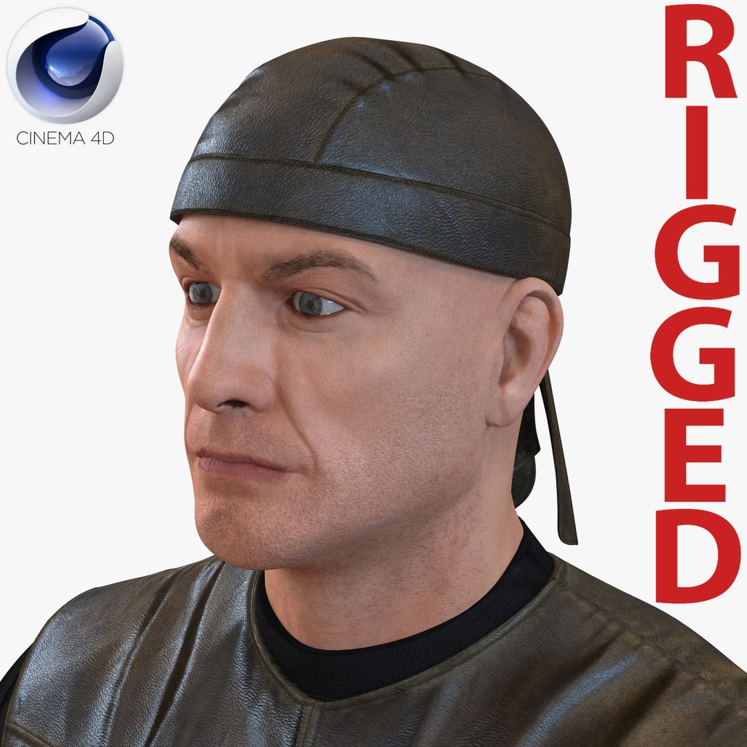 Biker Man Generic 2 Rigged for Cinema 4D 3D model preview