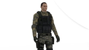 3D model Desert Camo US Soldier Army Combat 3D Character Low-poly 3D model
