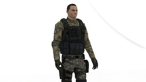 Desert Camo US Soldier Army Combat 3D Character Low-poly 3D model
